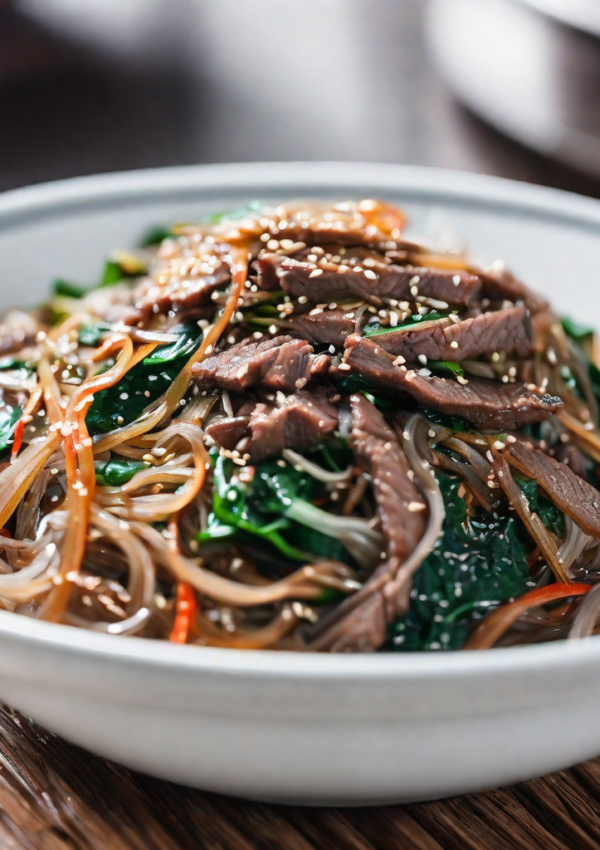 Japchae – Korean Stir-Fried Glass Noodles